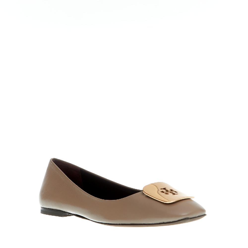 Sorelle Perego Ballerina Pelle Fango Logo Oro