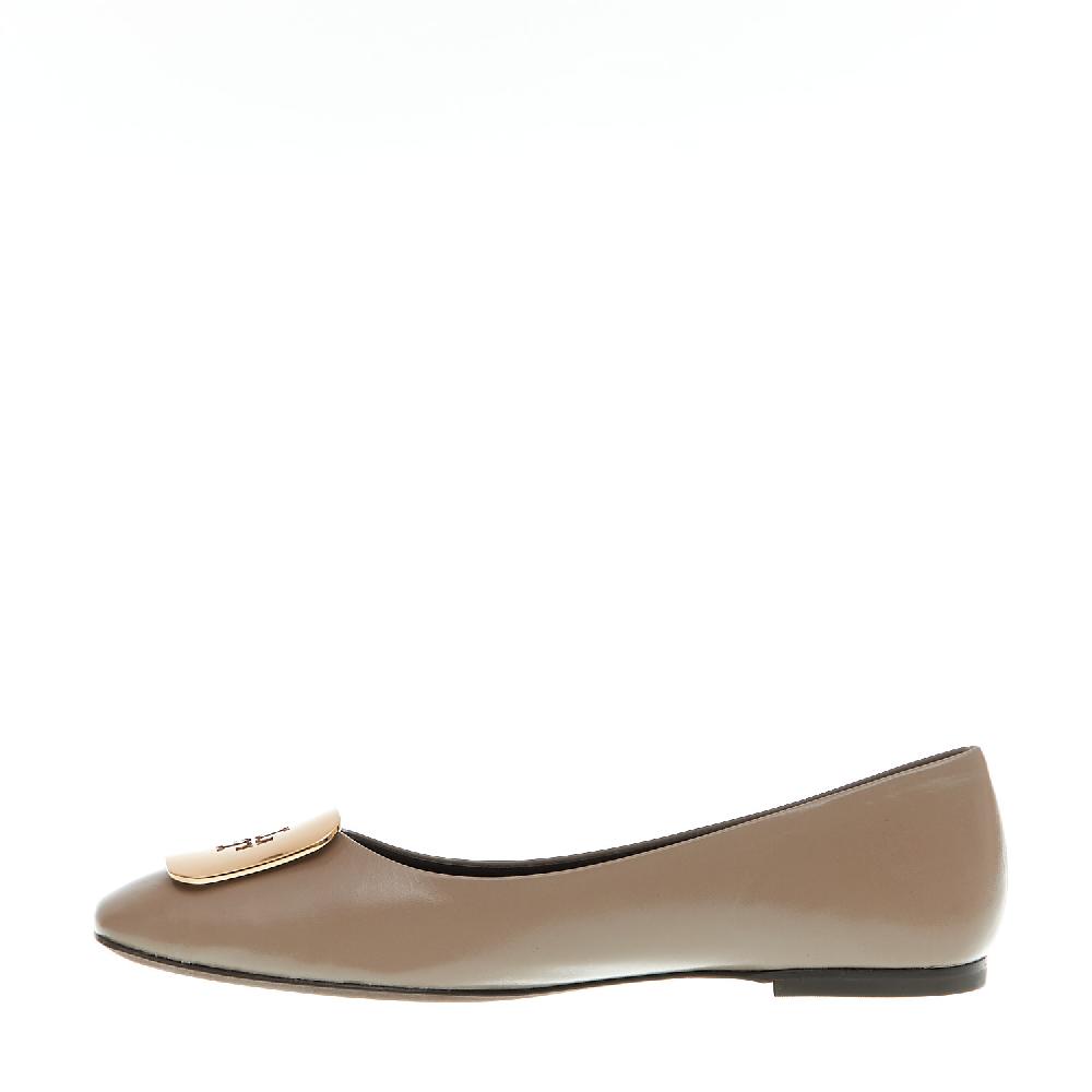 Sorelle Perego Ballerina Pelle Fango Logo Oro