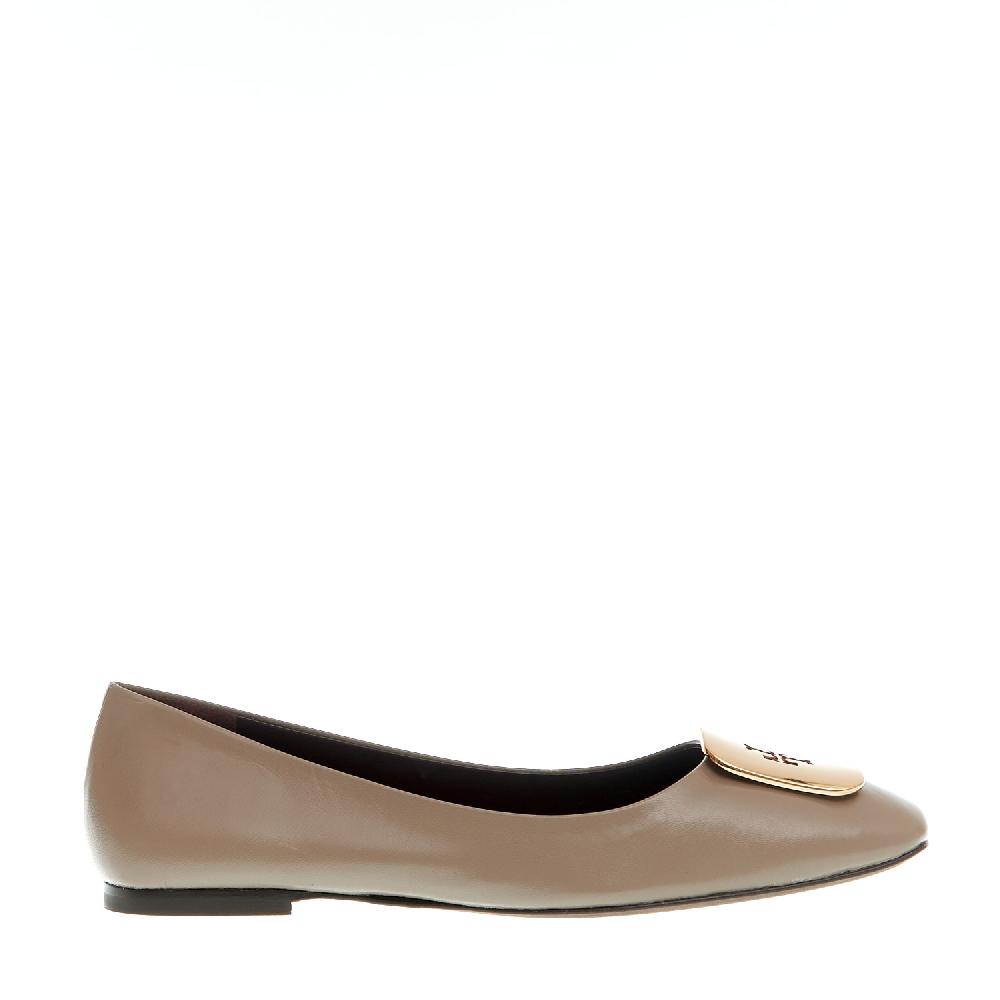 Sorelle Perego Ballerina Pelle Fango Logo Oro