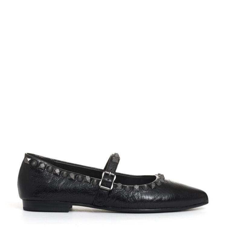 Sorelle Perego ballerina pelle nera borchie