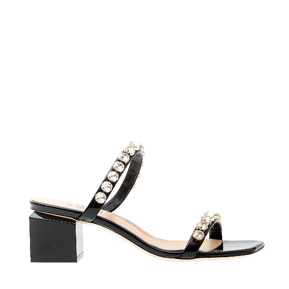 Sorelle Perego ciabatta vernice nera strass