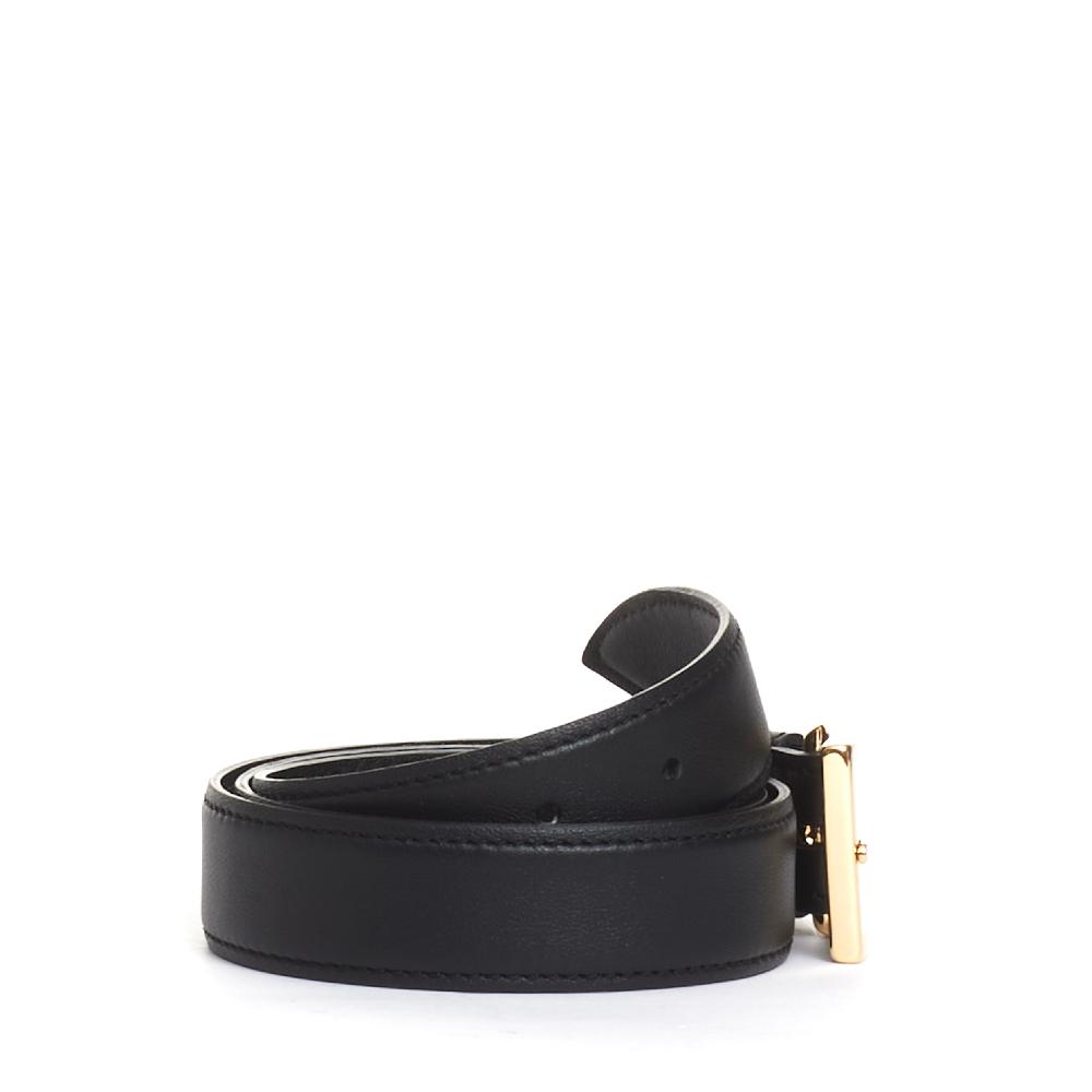 Sorelle Perego Cintura Nera Fibbia Oro Quadrata