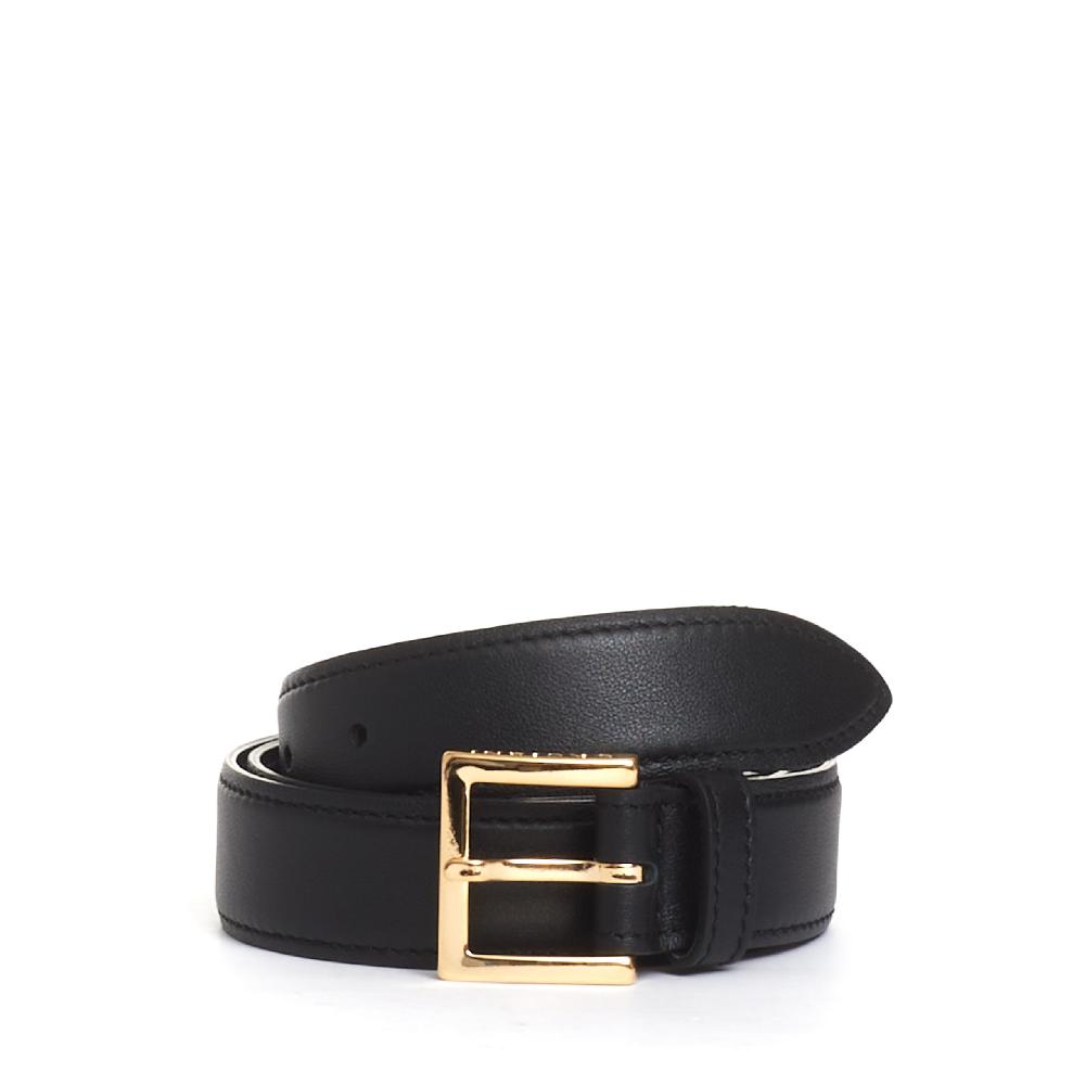 Sorelle Perego Cintura Nera Fibbia Oro Quadrata