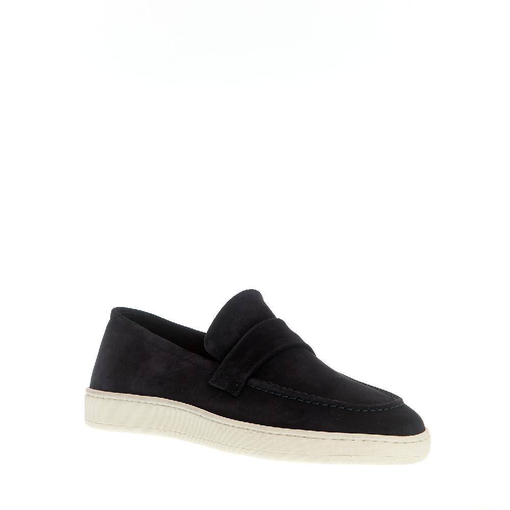 Sorelle Perego Mocassino Camoscio Blu Fondo Bianco