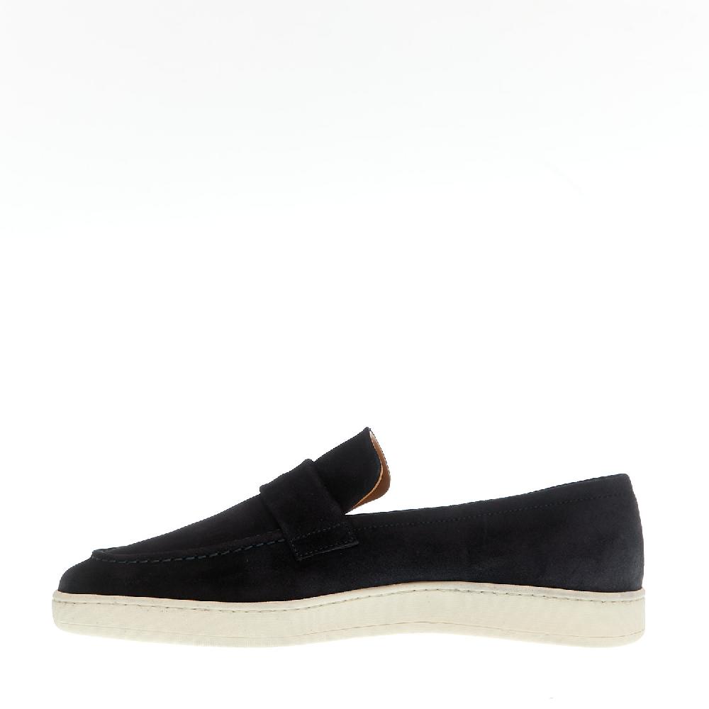 Sorelle Perego Mocassino Camoscio Blu Fondo Bianco