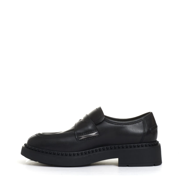 Sorelle Perego Mocassino Pelle Nero Con Borchia