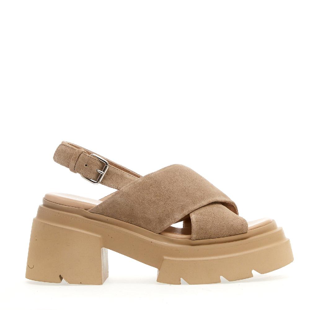 Sorelle Perego sandalo fondo gomma camoscio beige