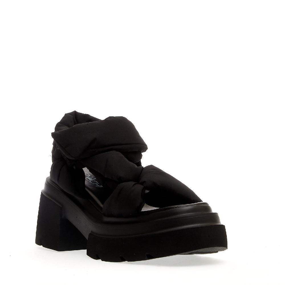 Sorelle Perego Sandalo Fondo Gomma In Tessuto Nero