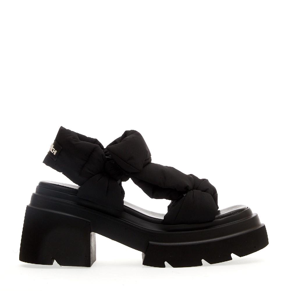 Sorelle Perego Sandalo Fondo Gomma In Tessuto Nero