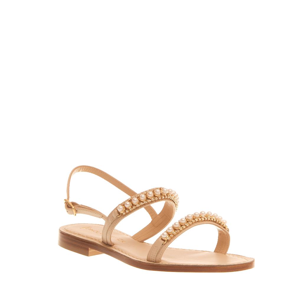 Sorelle Perego Sandalo In Pelle Con Perle