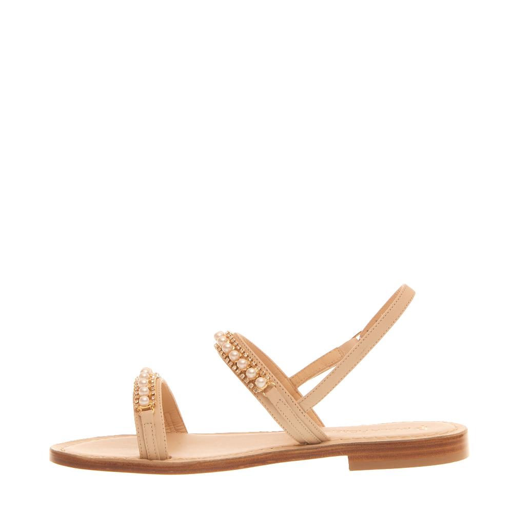 Sorelle Perego Sandalo In Pelle Con Perle