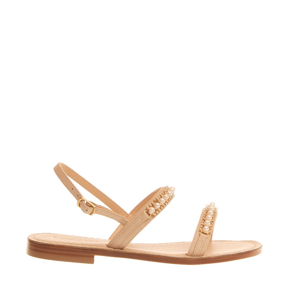 Sorelle Perego Sandalo In Pelle Con Perle