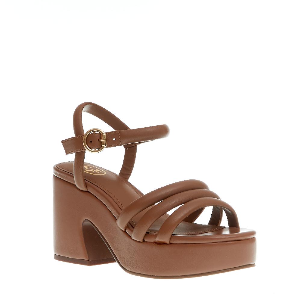 Sorelle Perego Sandalo Pelle Cuoio Tacco E Platò