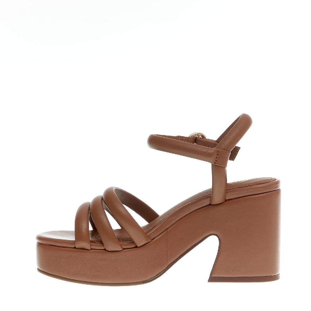 Sorelle Perego Sandalo Pelle Cuoio Tacco E Platò