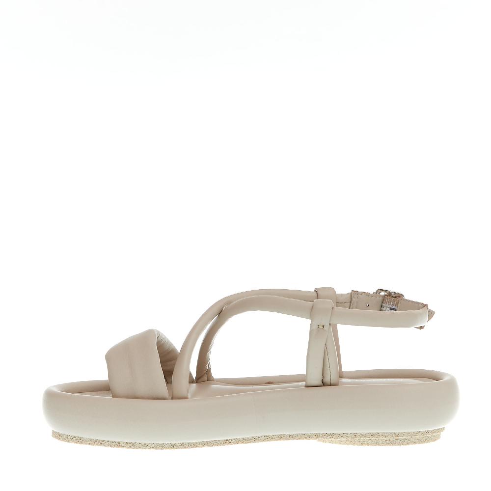 Sorelle Perego Sandalo Zeppa Bassa Pelle Beige