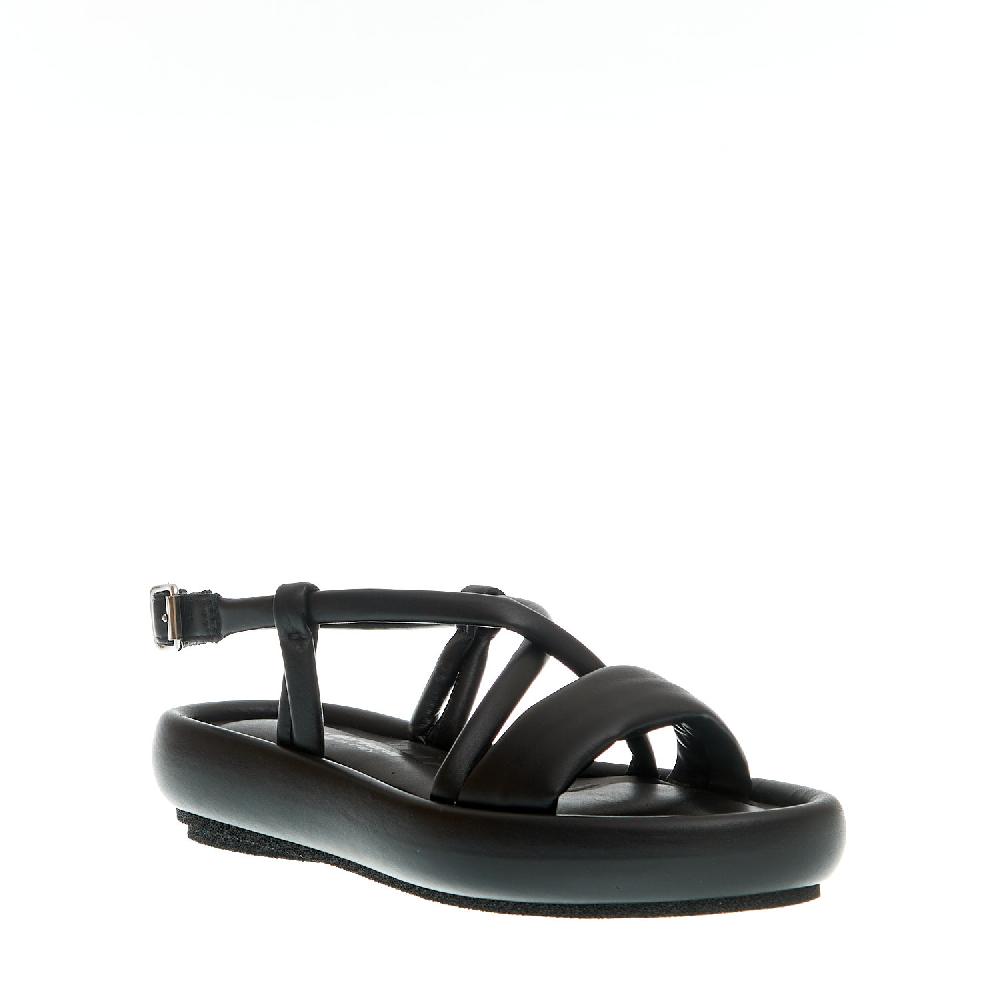 Sorelle Perego Sandalo Zeppa Bassa Pelle Nera