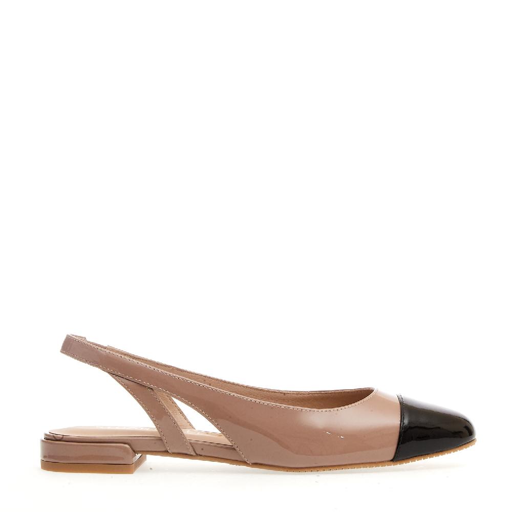 Sorelle Perego slingback bassa vernice nude e nero