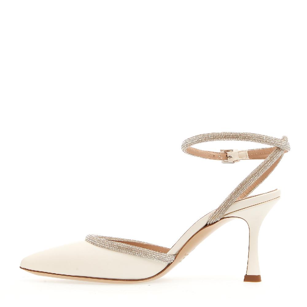Sorelle Perego Slingback Pelle Avorio Strass 75 Mm