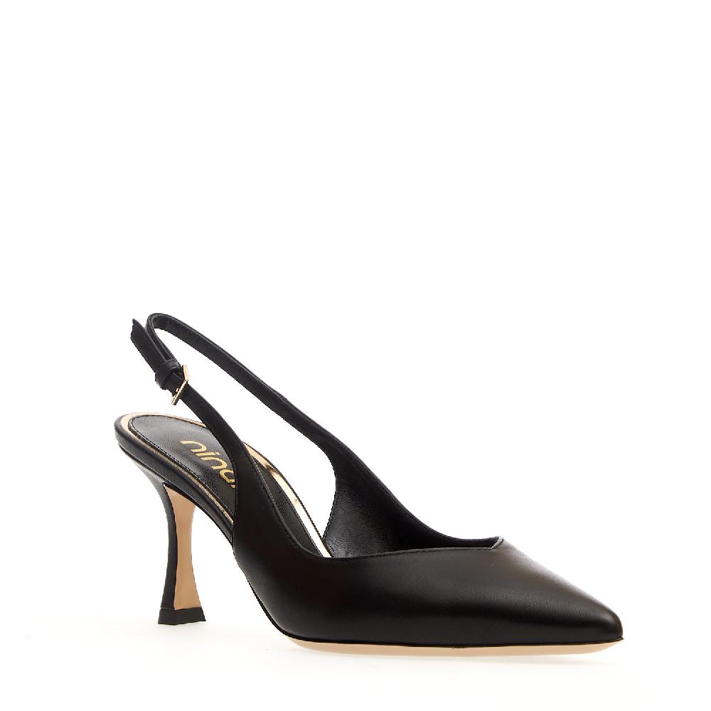 Sorelle Perego Slingback Pelle Nera Tacco 75 Mm