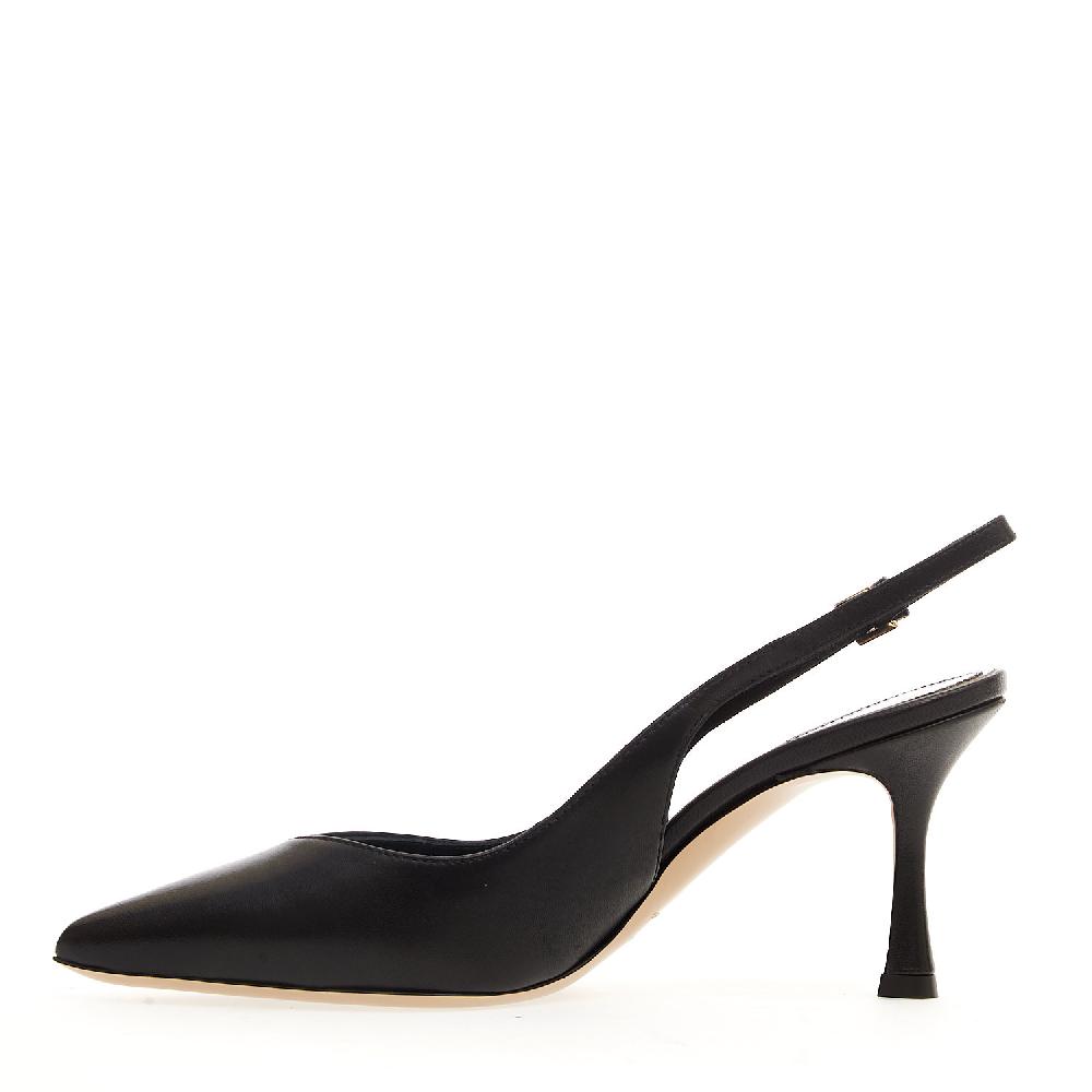 Sorelle Perego Slingback Pelle Nera Tacco 75 Mm