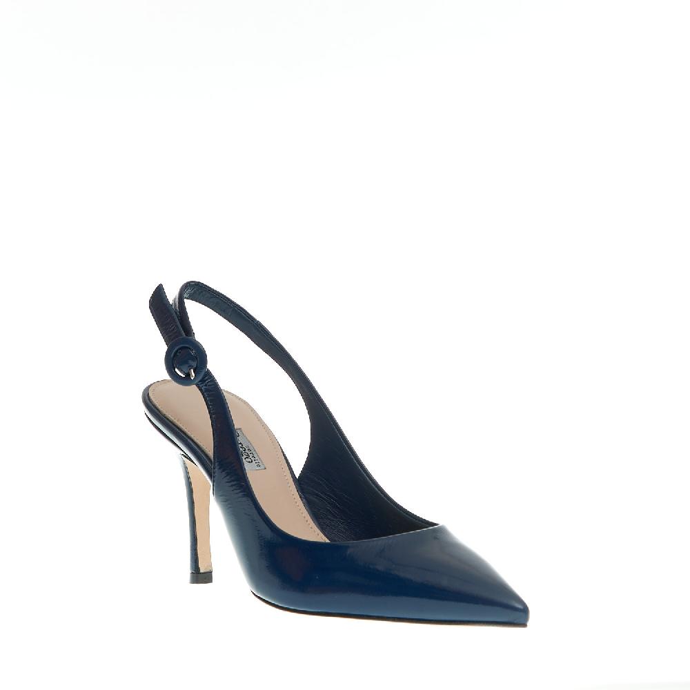 Sorelle Perego Slingback Vernice Blu Tacco 85 Mm