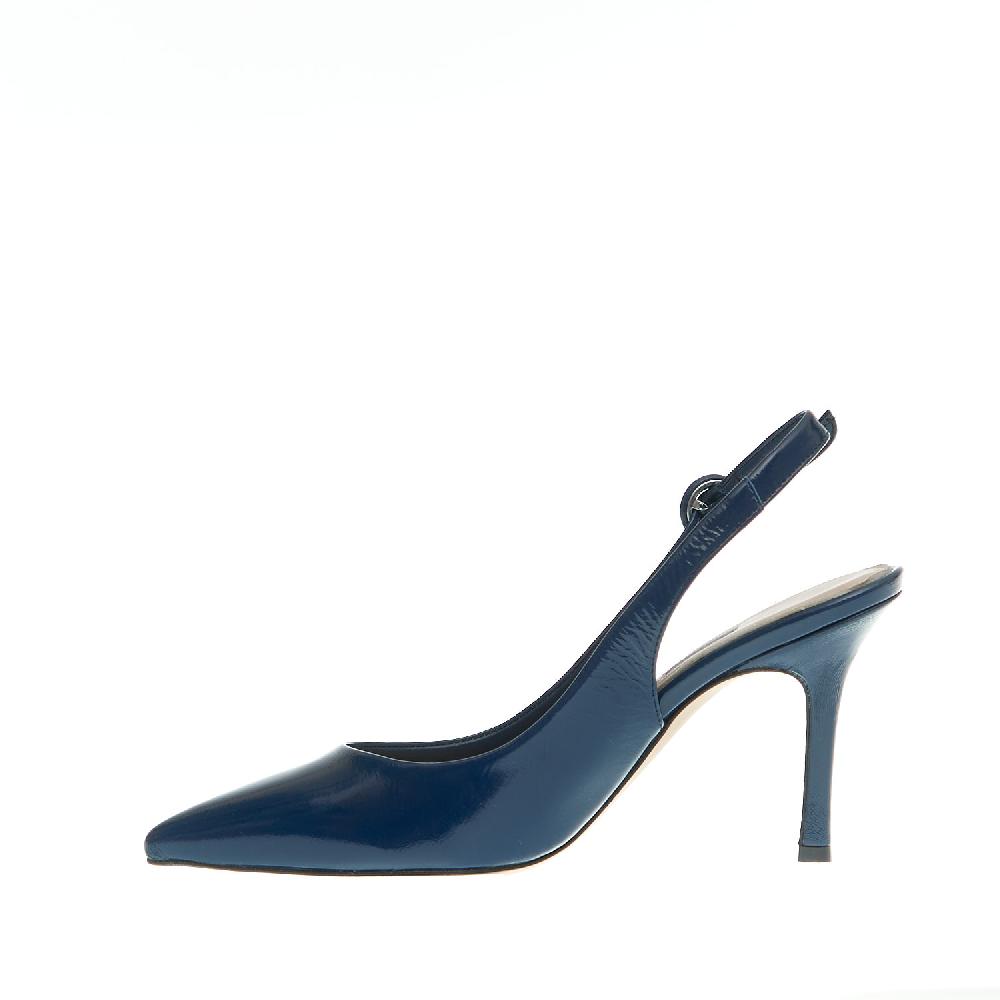 Sorelle Perego Slingback Vernice Blu Tacco 85 Mm