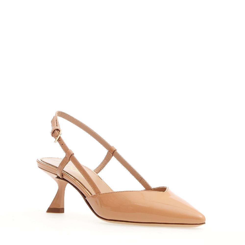 Sorelle Perego Slingback Vernice Nude Tacco 50 Mm