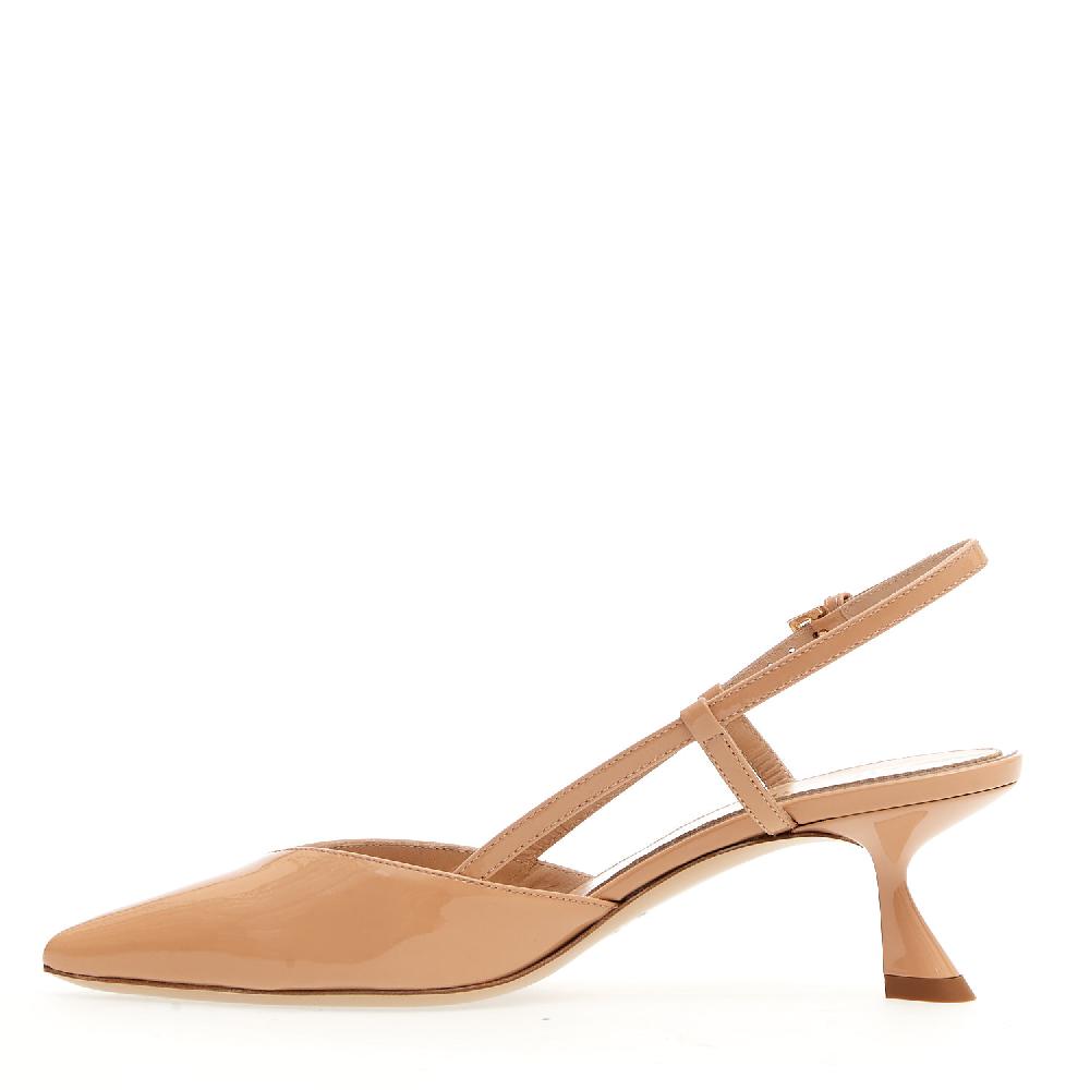 Sorelle Perego Slingback Vernice Nude Tacco 50 Mm