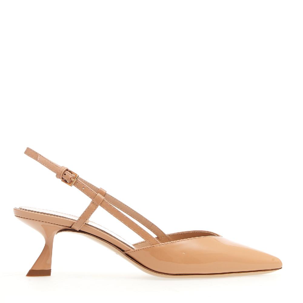 Sorelle Perego slingback vernice nude tacco 50 mm