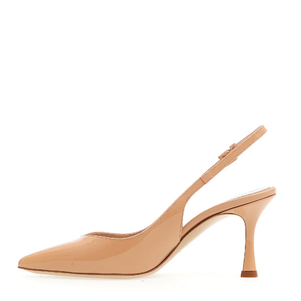 Sorelle Perego Slingback Vernice Nude Tacco 75 Mm