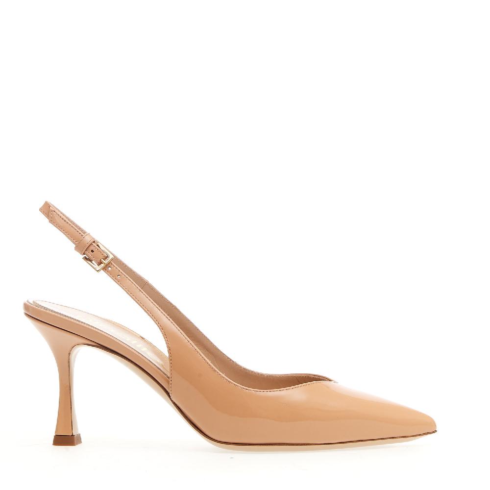 Sorelle Perego Slingback Vernice Nude Tacco 75 Mm