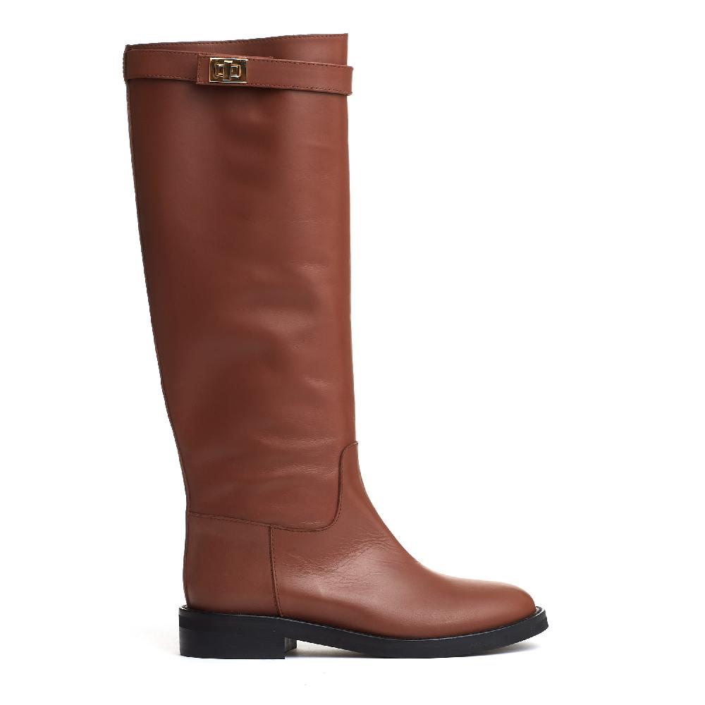 Sorelle Perego Stivale Pelle Cuoio Fibbia Oro