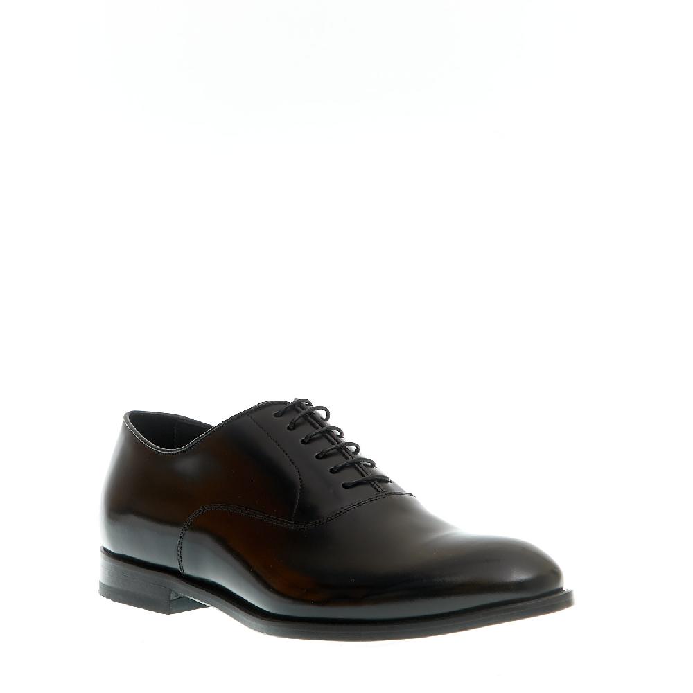 Sorelle Perego Stringato Nero Liscio Fondo Cuoio