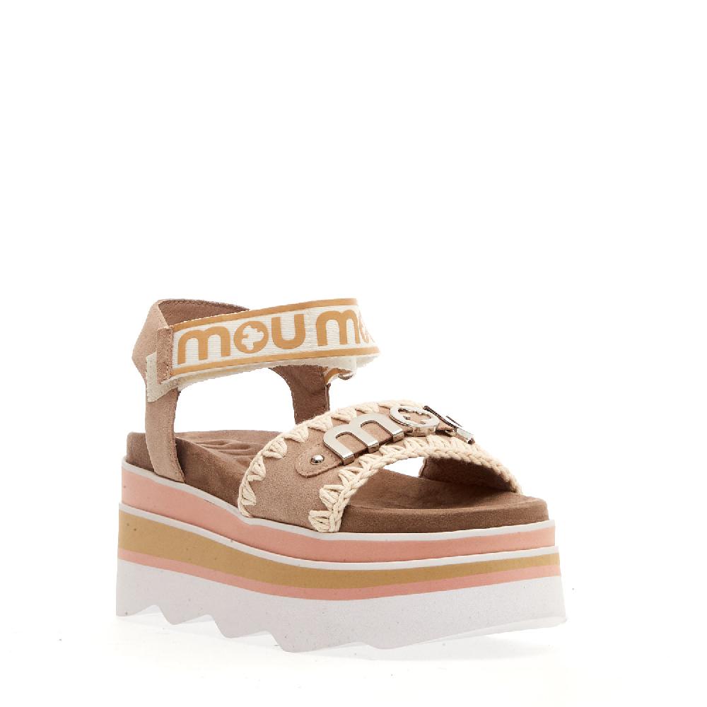 Sorelle Perego Zeppa Camoscio Beige Rosa Cinturino