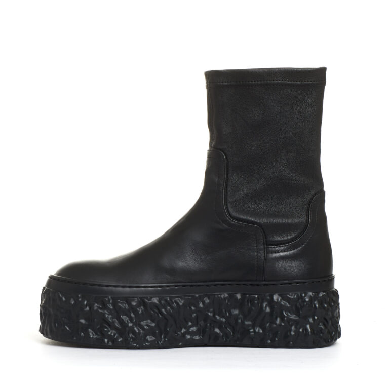 Sorelle Perego Stivaletto Elasticizzato Nero Fondo In Gomma Alto