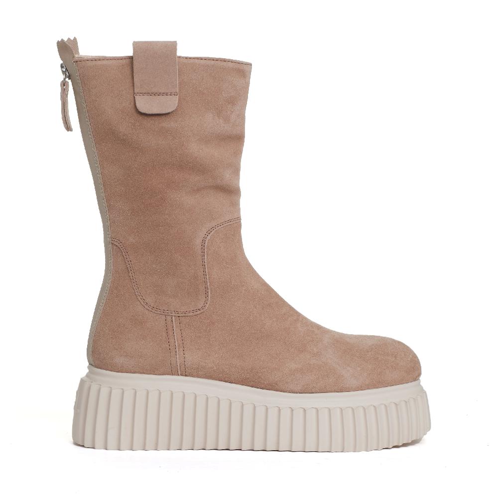 Sorelle Perego Stivaletto Fondo Bianco In Camoscio Beige