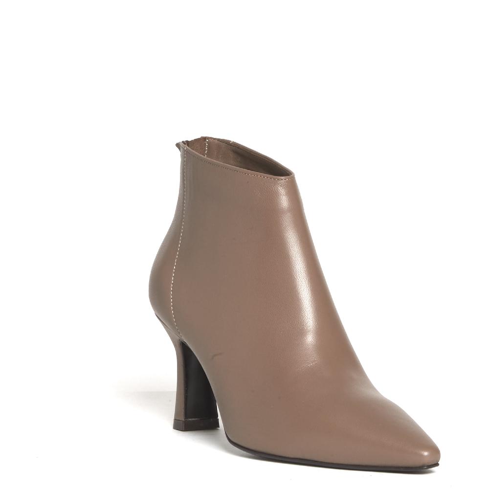 Sorelle Perego Stivaletto Pelle Tortora Tacco 75 Mm