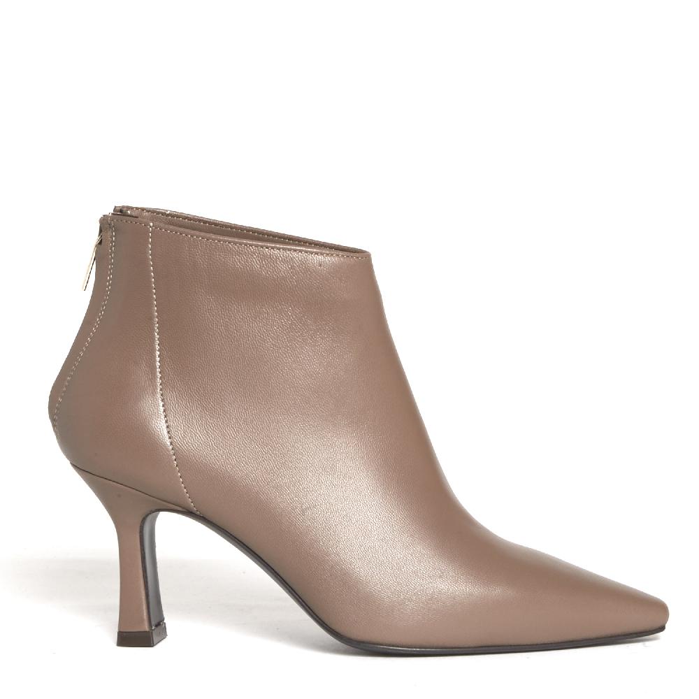 Sorelle Perego Stivaletto Pelle Tortora Tacco 75 Mm