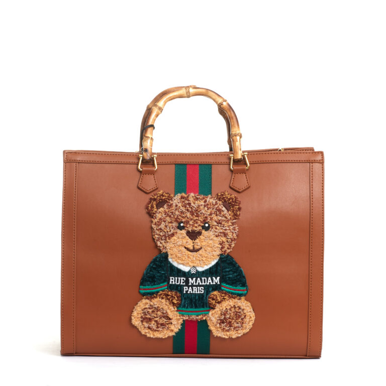 Sorelle Perego tote bag cuoio grande con Teddy e tracolla