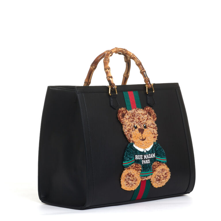 Sorelle Perego Tote Bag Nera Grande Con Teddy E Tracolla