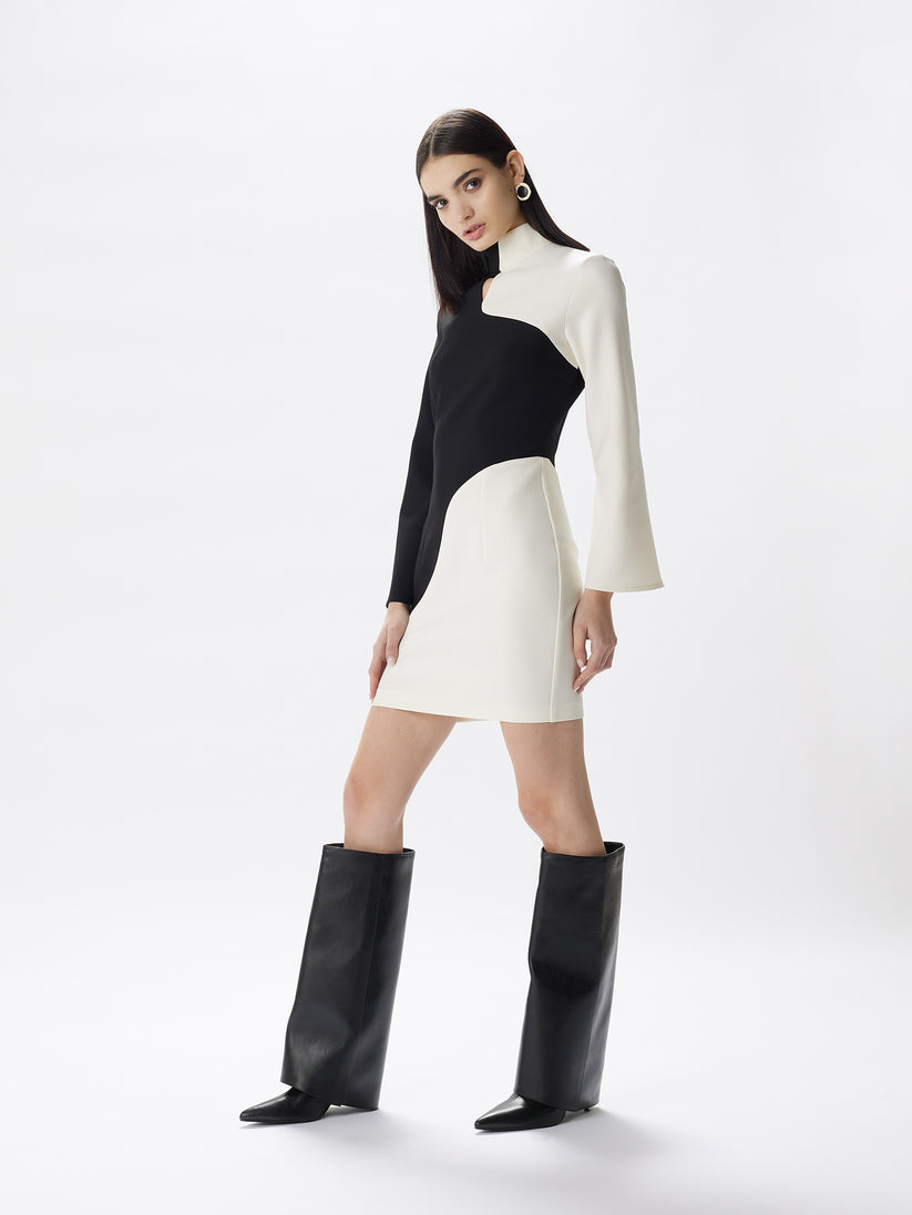 Space Simona Corsellini Abito Corto Bicolor Con Frange Metalliche