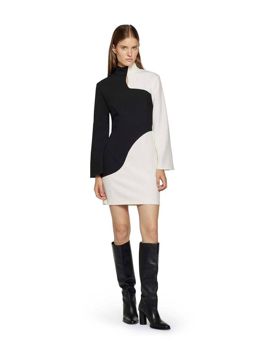 Space Simona Corsellini Abito Corto Bicolor Con Frange Metalliche