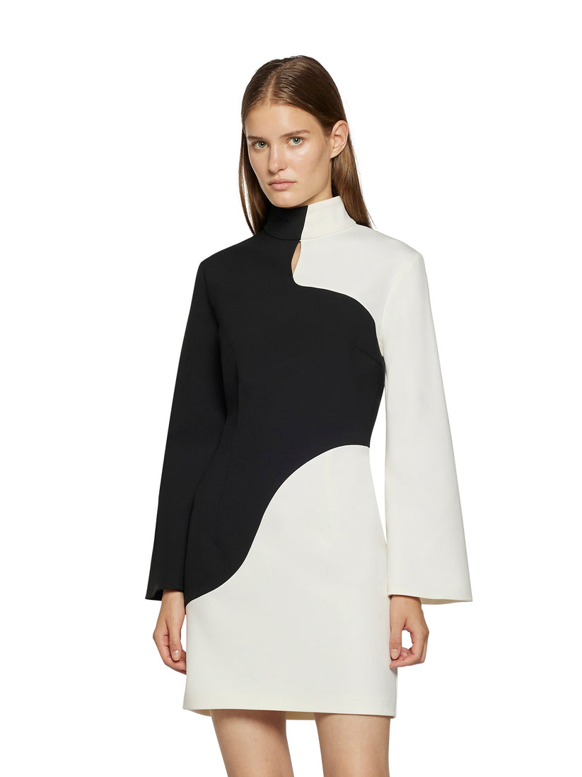 Space Simona Corsellini Abito Corto Bicolor Con Frange Metalliche