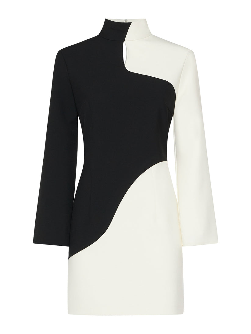 Space Simona Corsellini Abito corto bicolor con frange metalliche Space Simona Corsellini Abito corto bicolor con frange metalliche