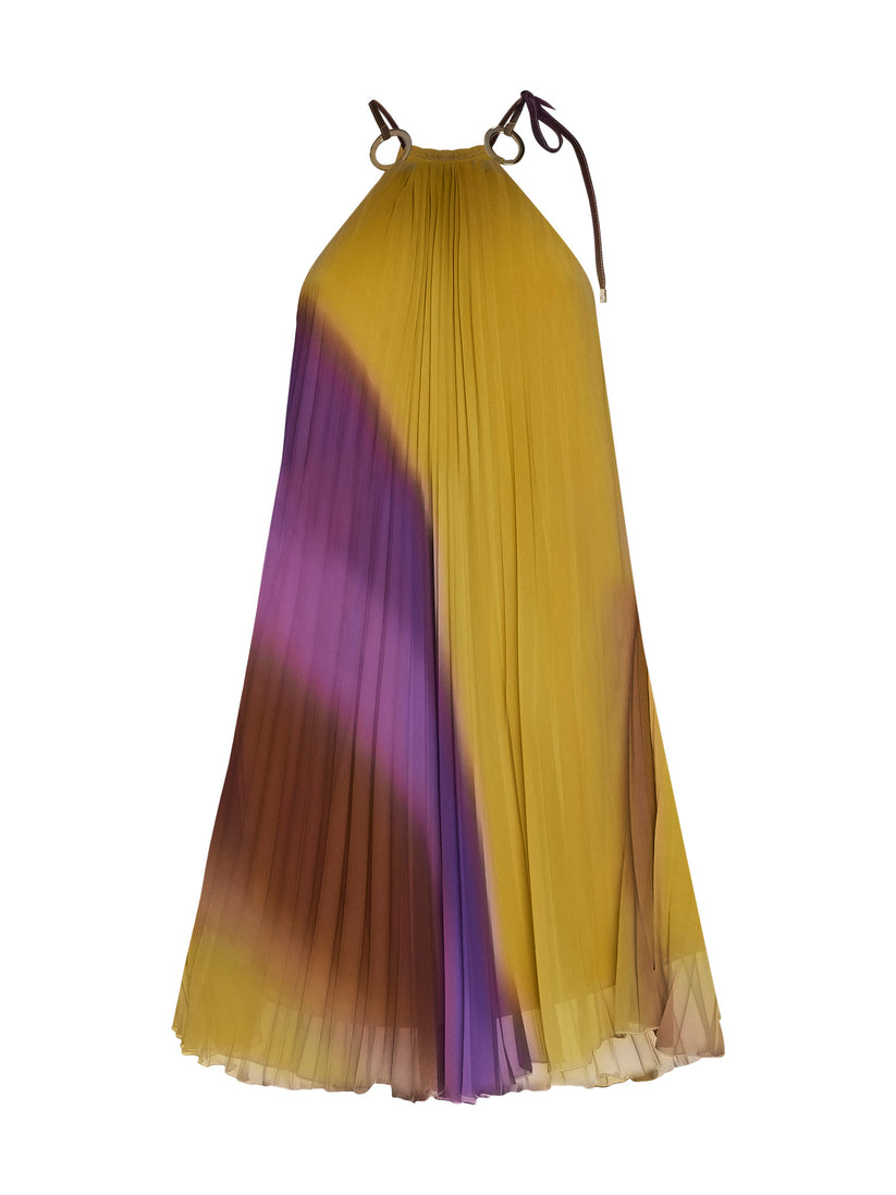 Space Simona Corsellini Abito corto plissettato in georgette sfumata