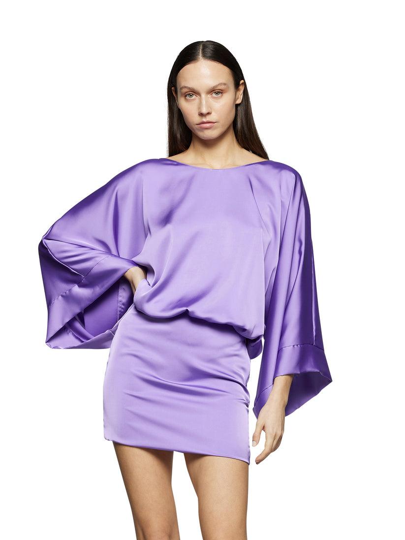 Space Simona Corsellini Abito Corto Sblusato In Raso Fluido