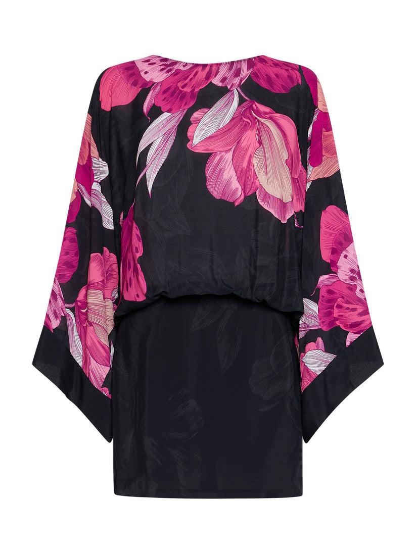 Space Simona Corsellini Abito corto sblusato in stampa fiore piazzato