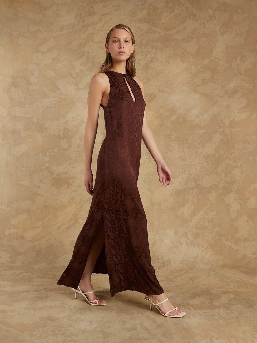 Space Simona Corsellini Abito In Jacquard Pitone Con Ampio Scollo Sul Retro