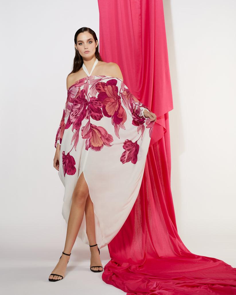 Space Simona Corsellini Abito Kaftano In Stampa Fiore Piazzato