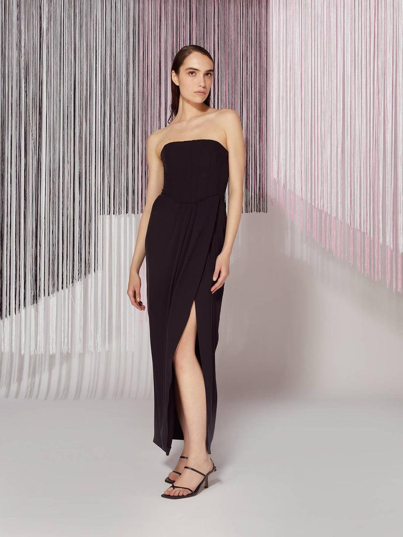 Space Simona Corsellini Abito Lungo Effetto Bustier In Poly Fluido